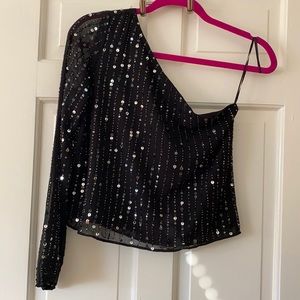 One shoulder sequins top